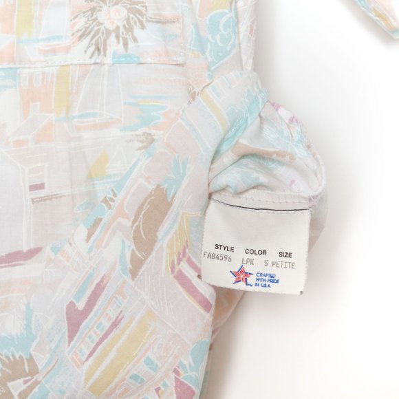 Vintage Cherokee Pastel Beach Print Button Down Top - Picture 7 of 8